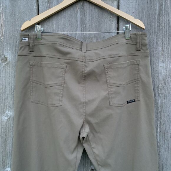 PRANA Pants Mens Sz 36 Brown Stretch Water Repellent Fabric Zip 6 Pocket Outdoor - Picture 5 of 13